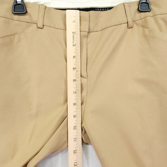 Theory Dress Pants Womens 10 Beige Flare Leg Stretch With Pockets - Picture 4 of 14